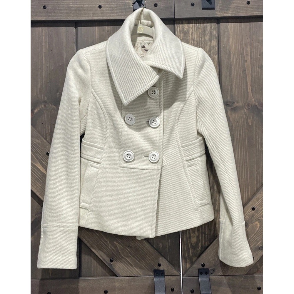 Zara TRF Wool collection Short jacket Coat Ivory‎ Cream Women's M